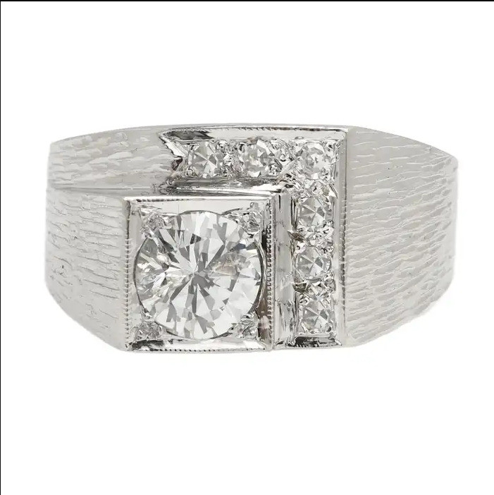 2ct Vintage Men's Ring In Square Design