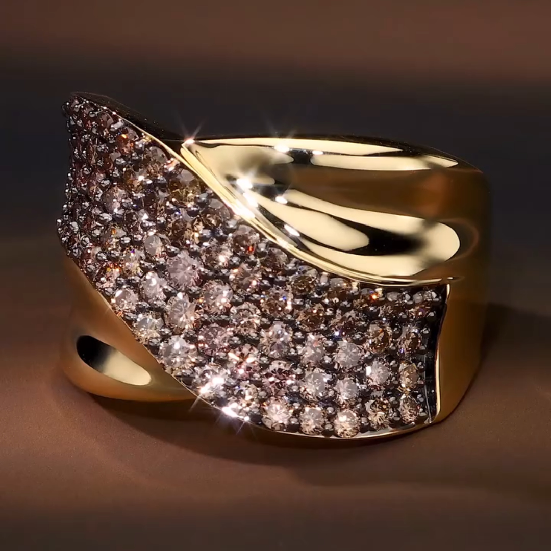 3.75ct Bypass Design Chocolate Gradient Gemstone Wide Band