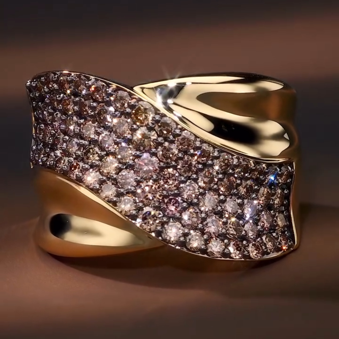 3.75ct Bypass Design Chocolate Gradient Gemstone Wide Band