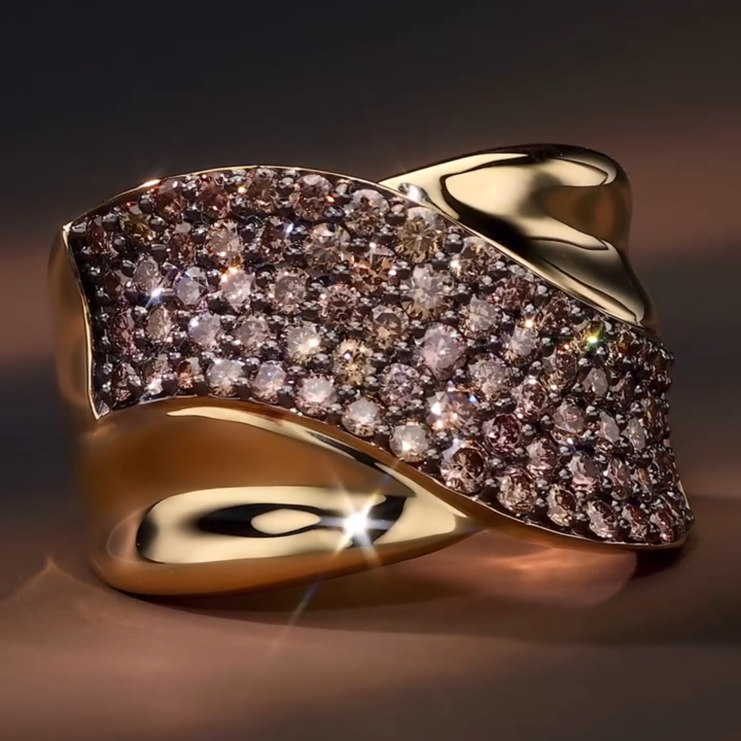 3.75ct Bypass Design Chocolate Gradient Gemstone Wide Band