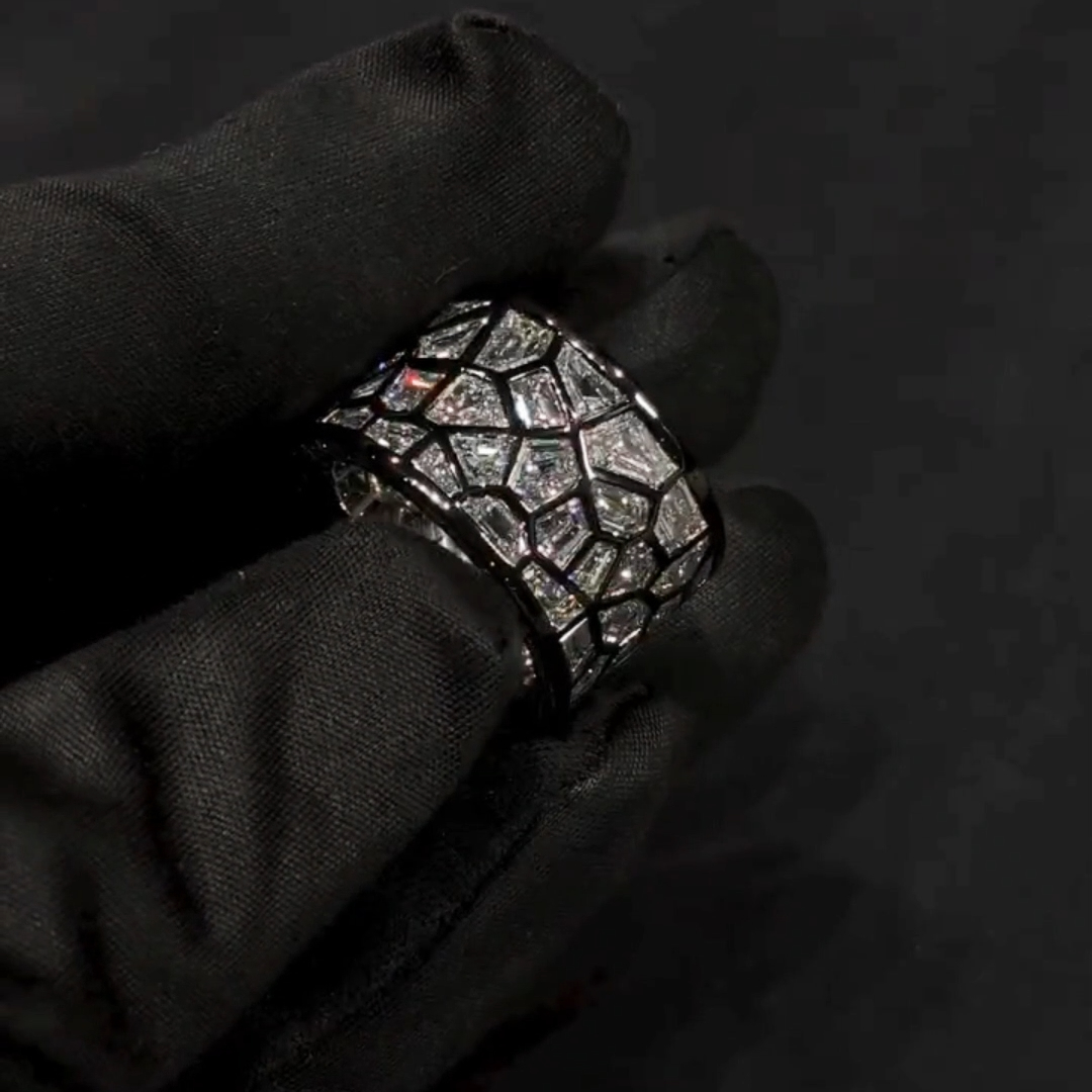 4.8ct Irregular Cut White Sapphire Band For Men