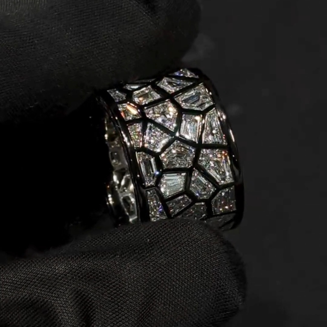 4.8ct Irregular Cut White Sapphire Band For Men