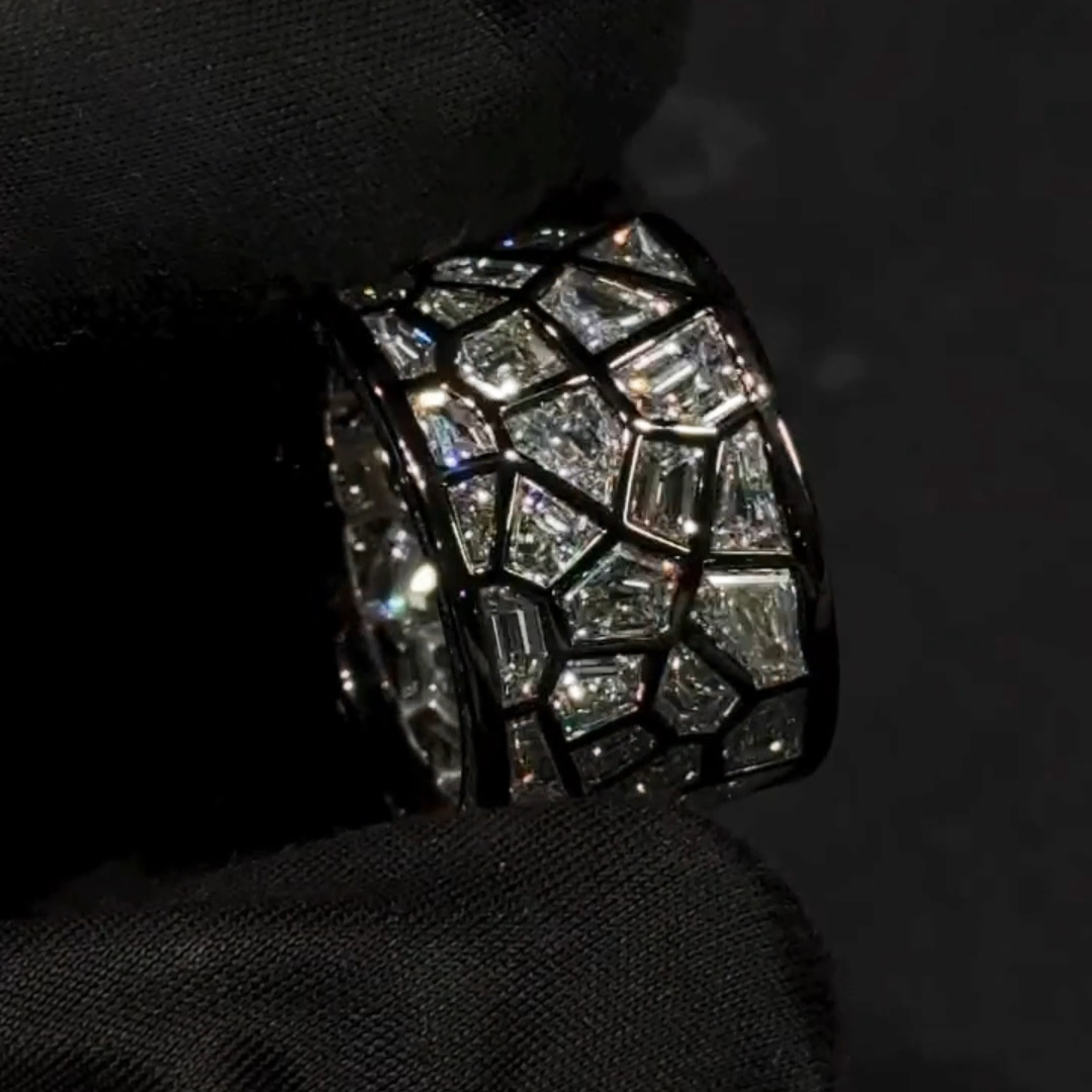 4.8ct Irregular Cut White Sapphire Band For Men