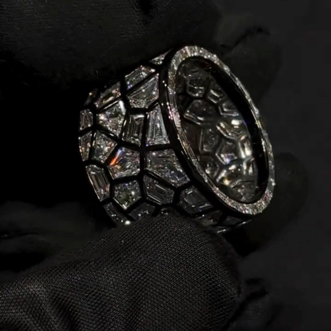 4.8ct Irregular Cut White Sapphire Band For Men