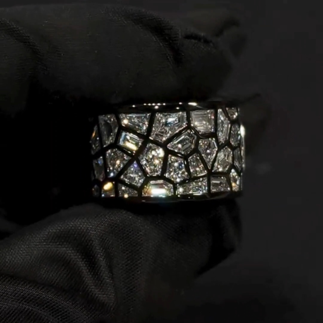 4.8ct Irregular Cut White Sapphire Band For Men