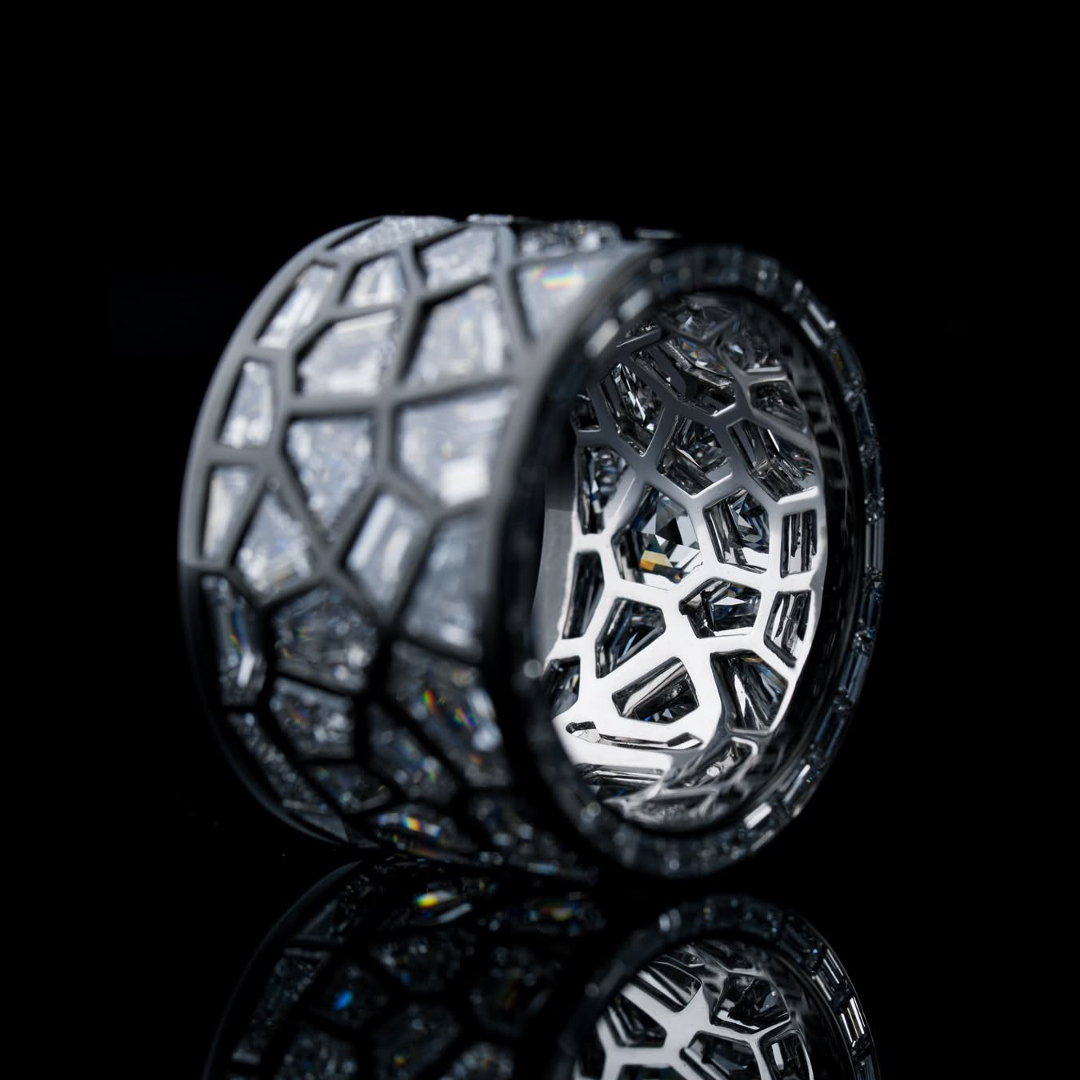 4.8ct Irregular Cut White Sapphire Band For Men