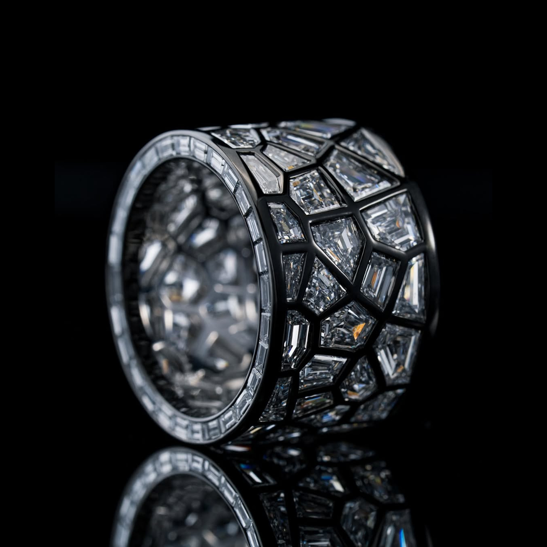 4.8ct Irregular Cut White Sapphire Band For Men