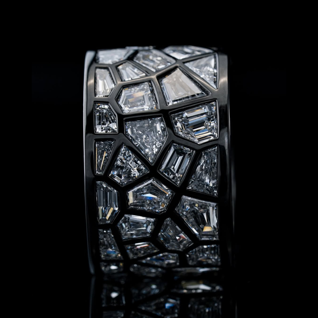 4.8ct Irregular Cut White Sapphire Band For Men