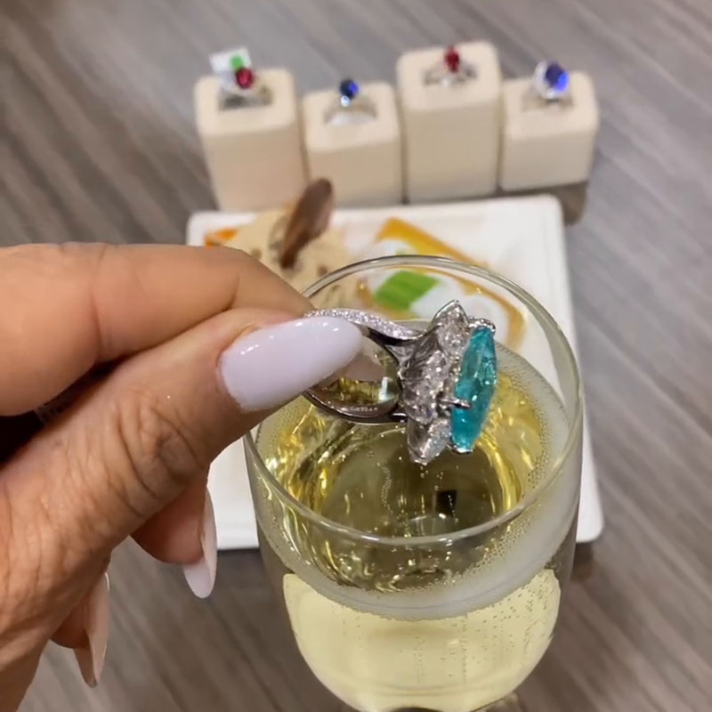 16ct Cushion Cut Paraiba Tourmaline Paved Engagement Ring