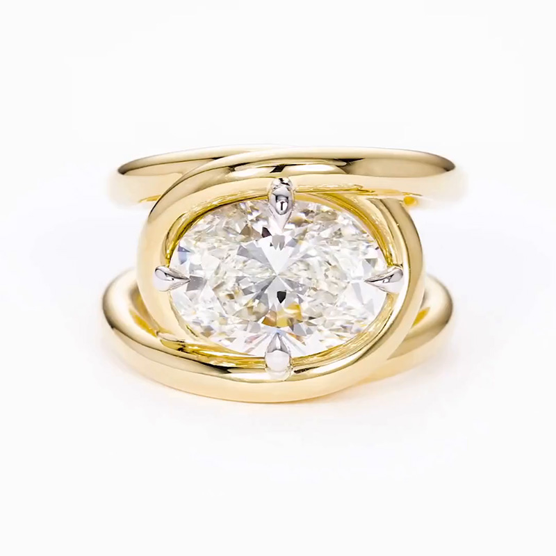 5.8ct Oval Cut White Sapphire Split Shank Twist Engagement Ring