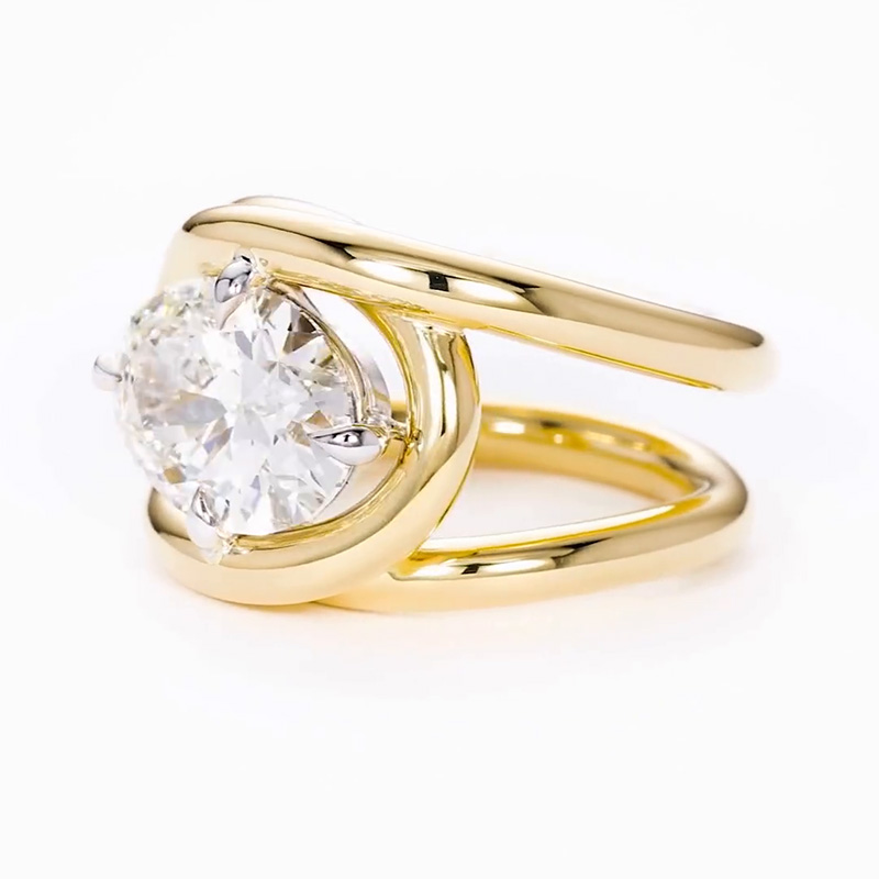 5.8ct Oval Cut White Sapphire Split Shank Twist Engagement Ring