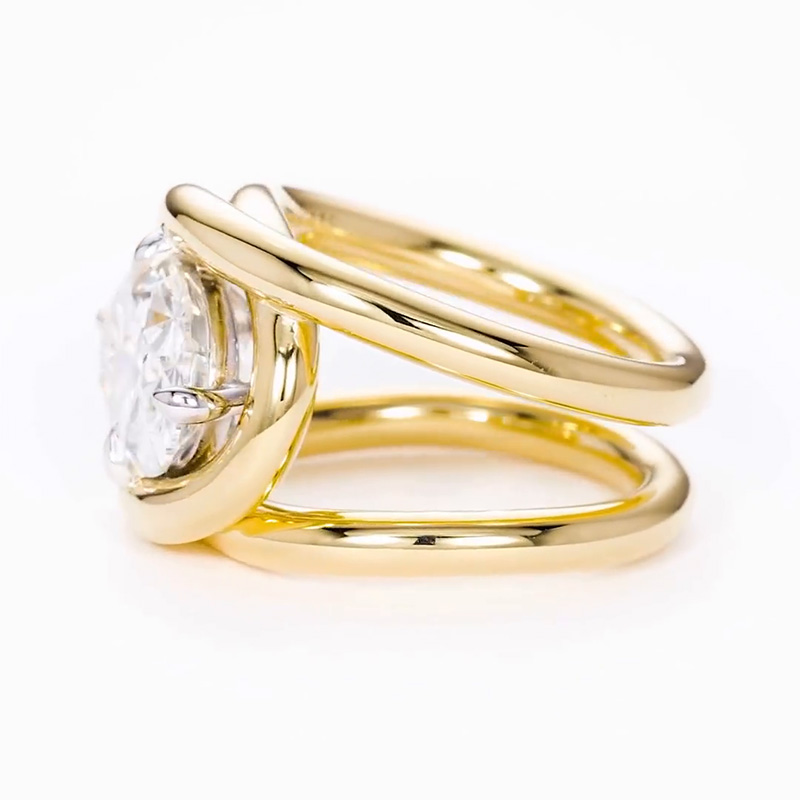 5.8ct Oval Cut White Sapphire Split Shank Twist Engagement Ring