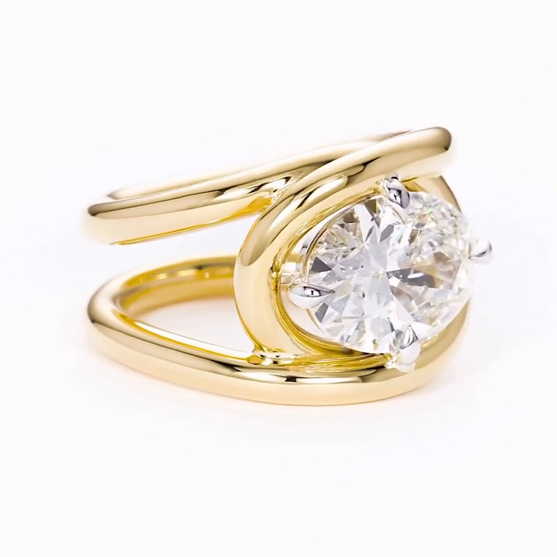 5.8ct Oval Cut White Sapphire Split Shank Twist Engagement Ring