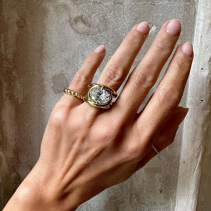 5.8ct Oval Cut White Sapphire Split Shank Twist Engagement Ring