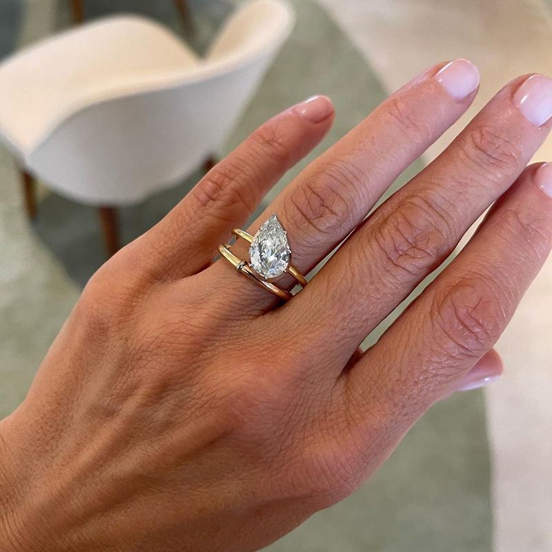 3ct Pear Cut White Sapphire Engagement Ring