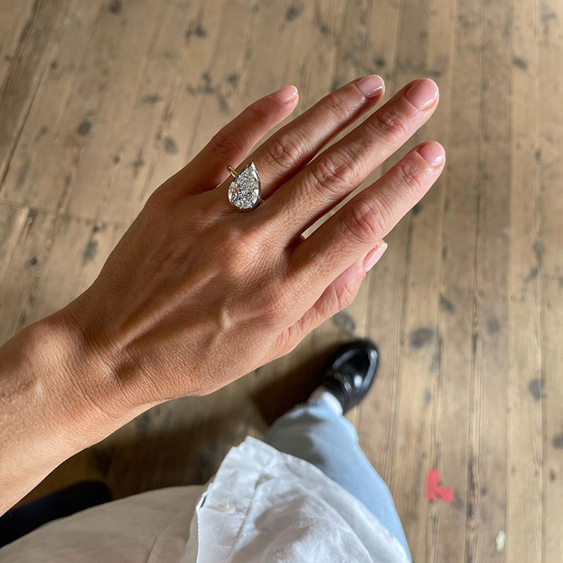 3ct Pear Cut White Sapphire Engagement Ring