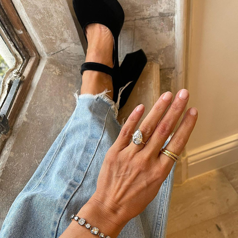 3ct Pear Cut White Sapphire Engagement Ring