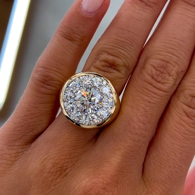 5ct Round Cut White Sapphire Yellow Gold Engagement Ring