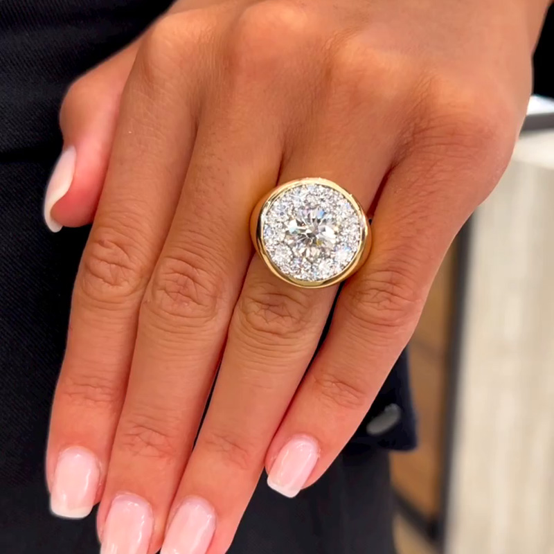 5ct Round Cut White Sapphire Yellow Gold Engagement Ring