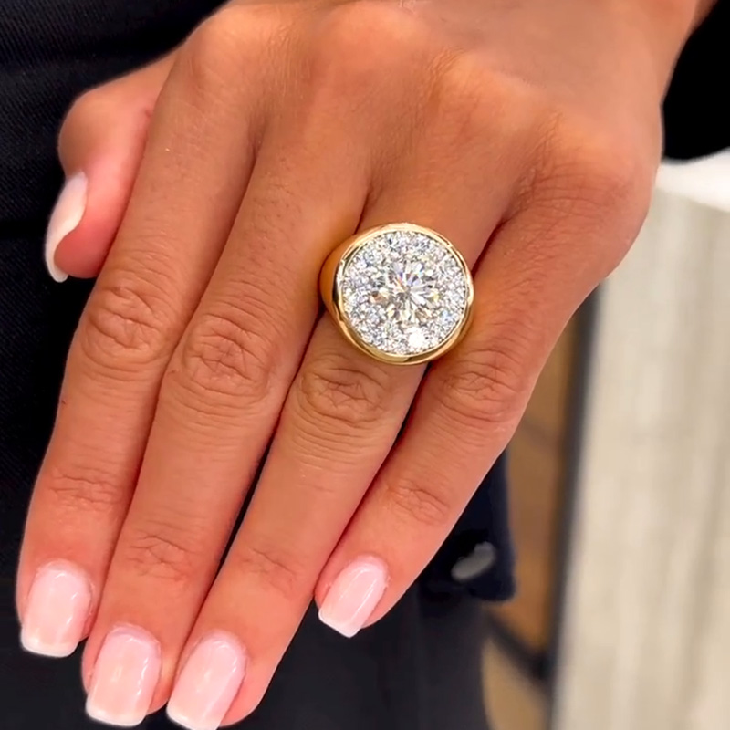 5ct Round Cut White Sapphire Yellow Gold Engagement Ring