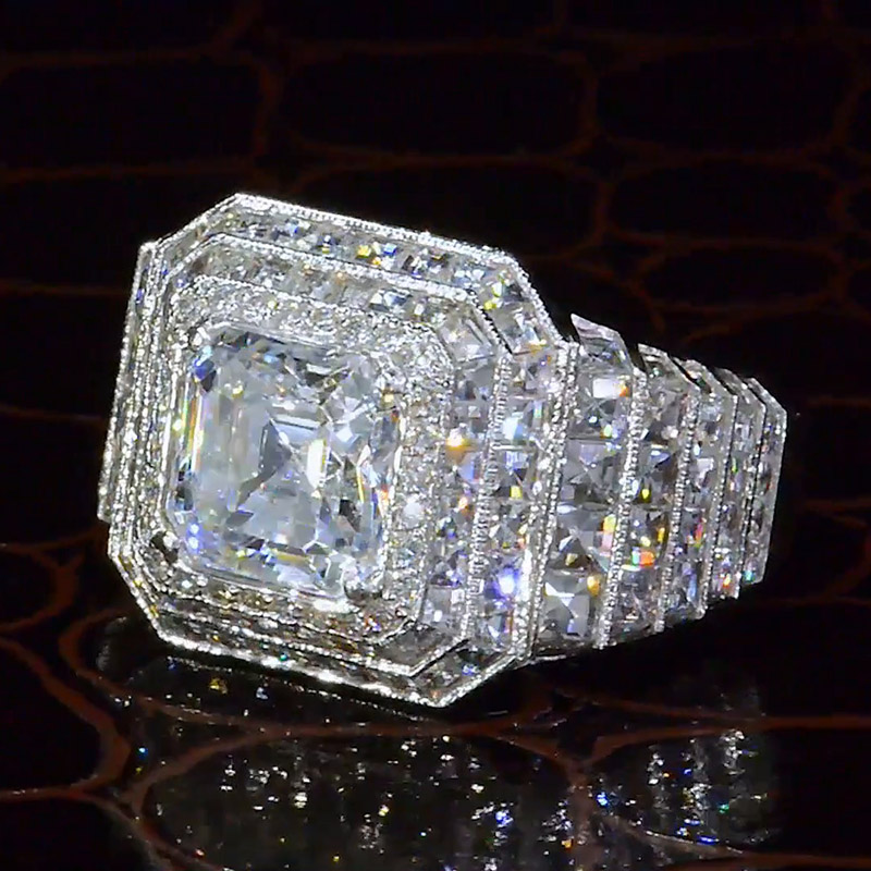 2ct Asscher Cut Layered Handmade Engagement Ring