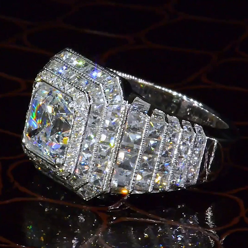 2ct Asscher Cut Layered Handmade Engagement Ring