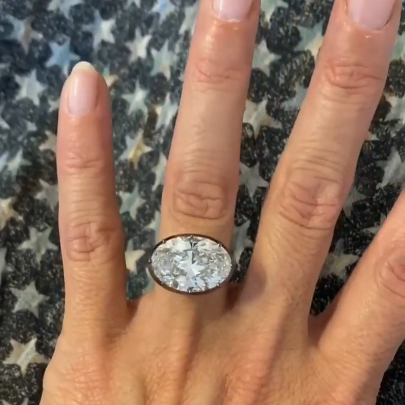 7ct Oval Cut White Sapphire Two Tone Engagement Ring In Yellow Gold