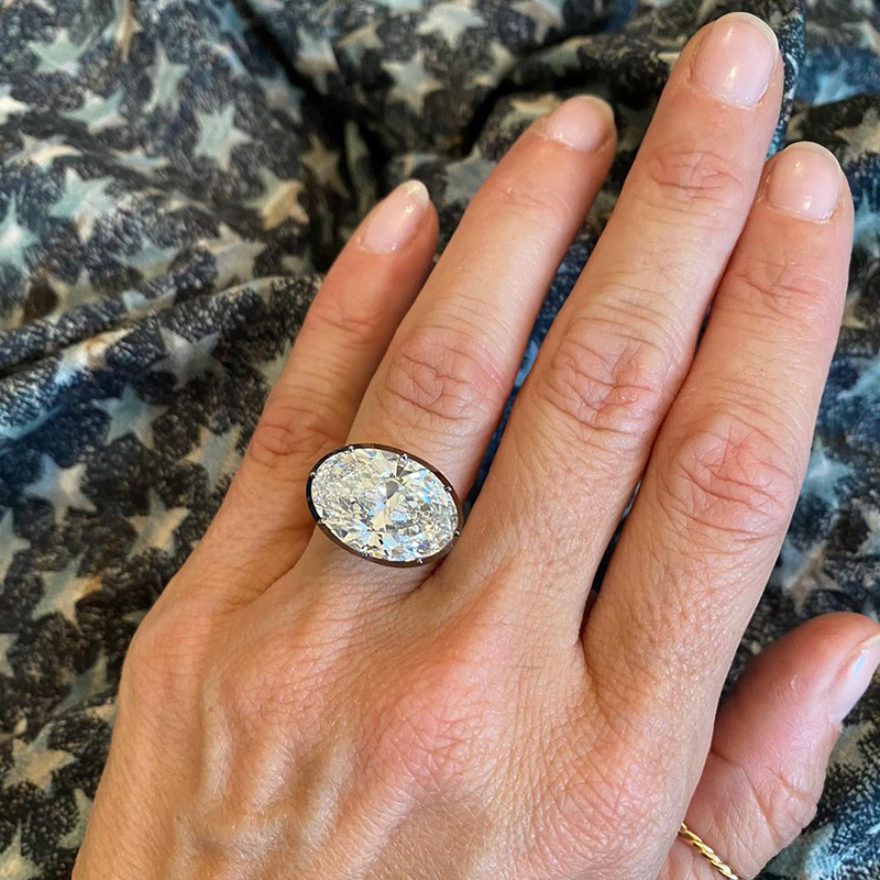 7ct Oval Cut White Sapphire Two Tone Engagement Ring In Yellow Gold