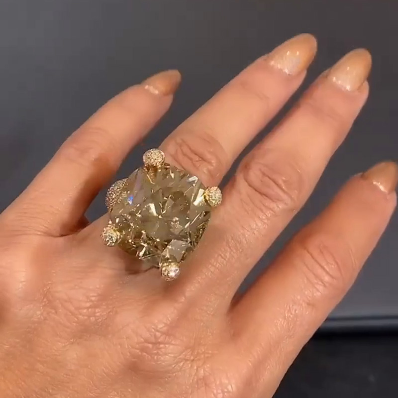 15ct Cushion Cut White Sapphire Paved Rose Gold Handmade Engagement Ring