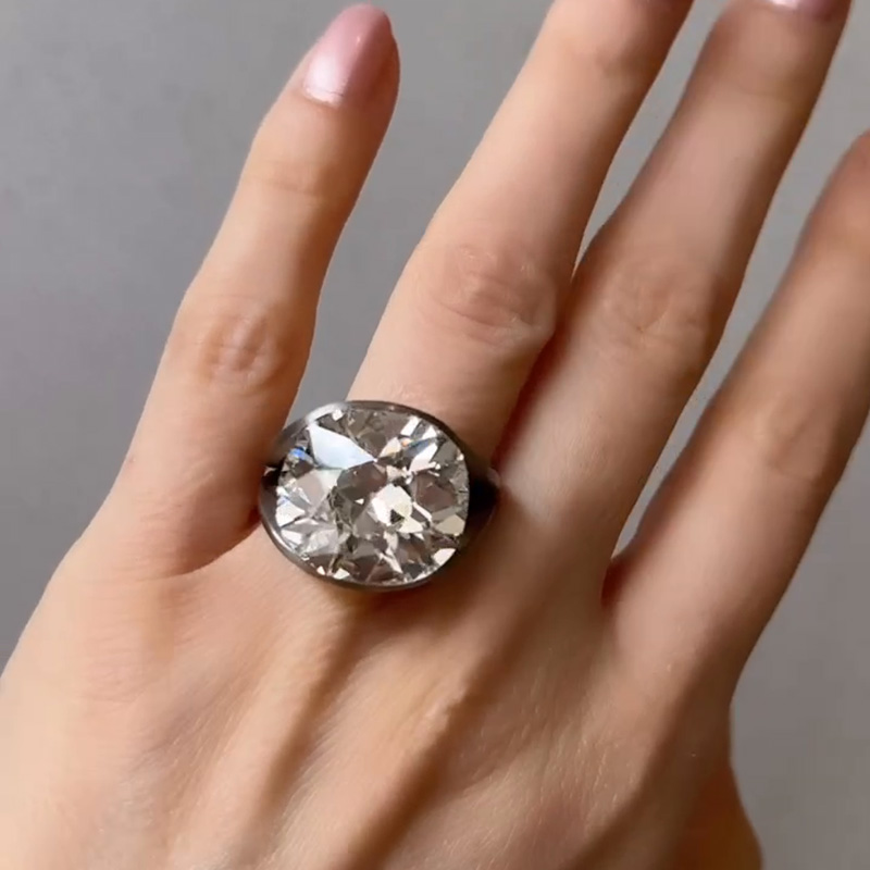 20ct Cushion Cut White Sapphire Split Shank Sandblasted Engagement Ring