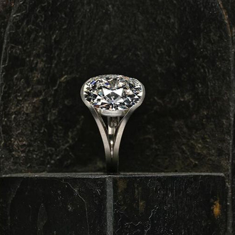 20ct Cushion Cut White Sapphire Split Shank Sandblasted Engagement Ring