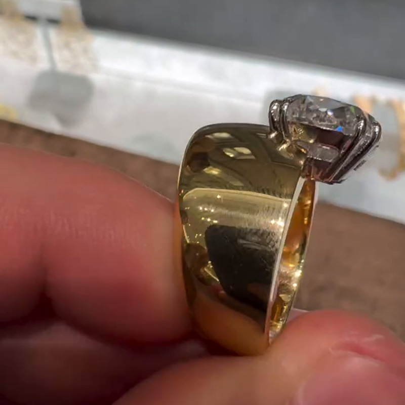 8ct Oval Cut White Sapphire Modern Handmade Ring In Yellow Gold