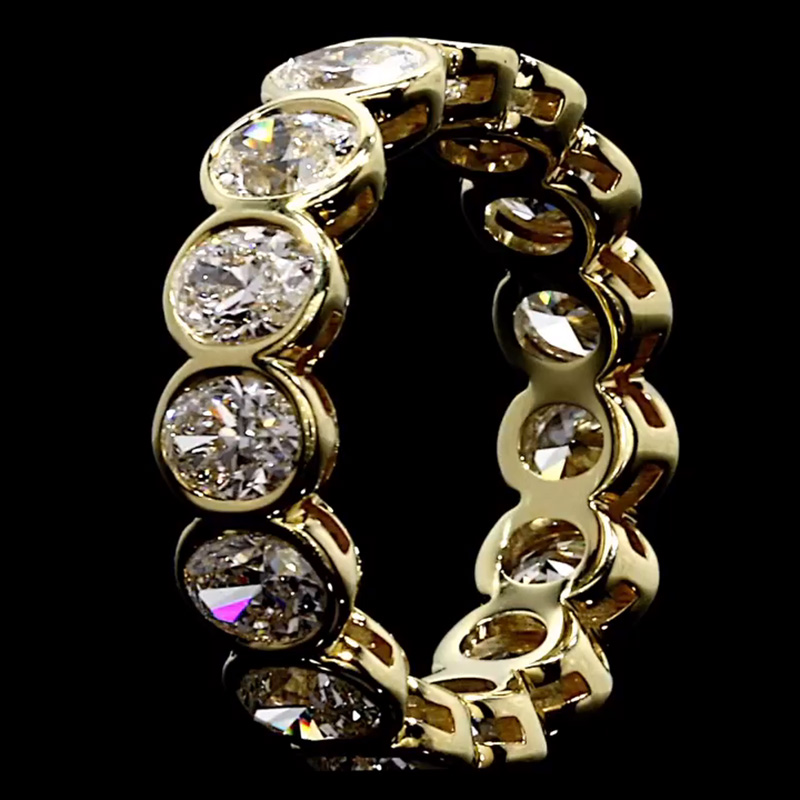 6.4ct Oval Cut White Sapphire Handmade Eternity Band In Yellow Gold