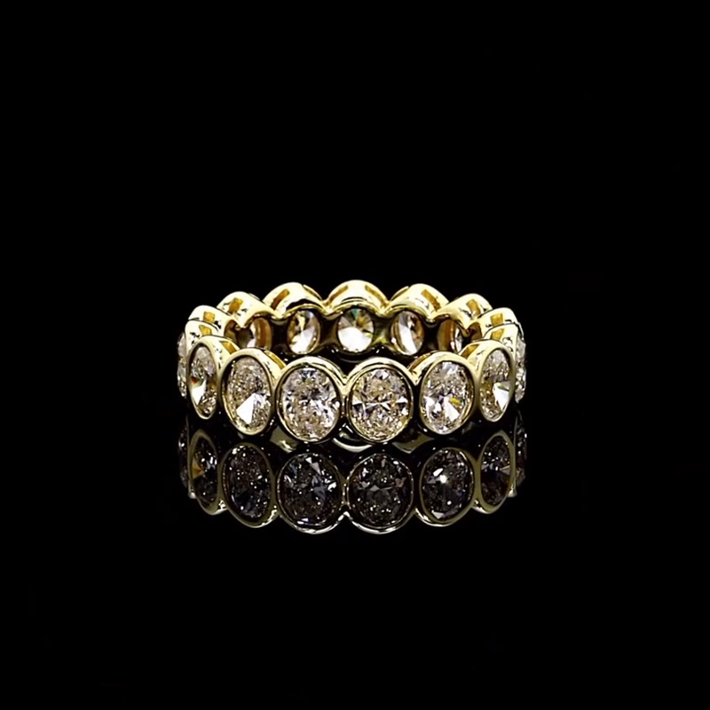 6.4ct Oval Cut White Sapphire Handmade Eternity Band In Yellow Gold