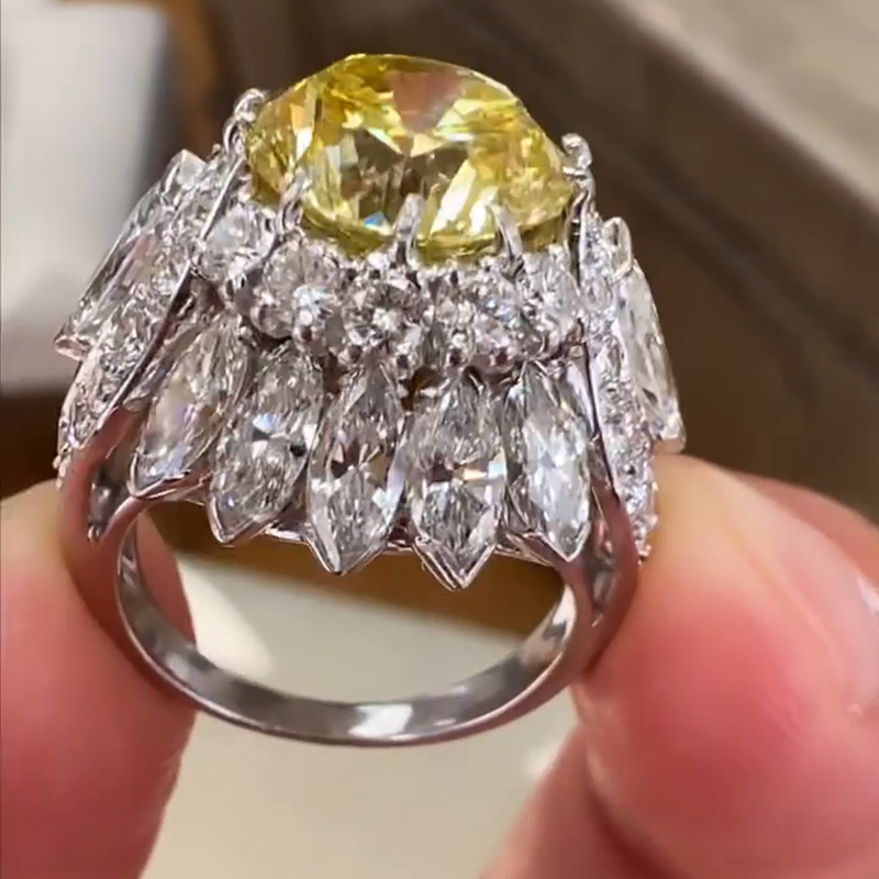 3ct Round Cut Yellow Sapphire Handmade Blooming Flower Ring