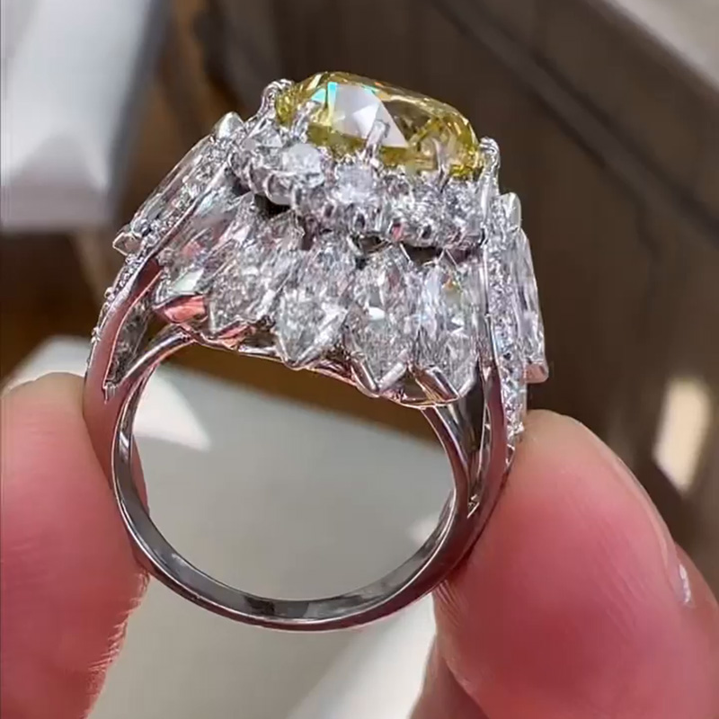 3ct Round Cut Yellow Sapphire Handmade Blooming Flower Ring