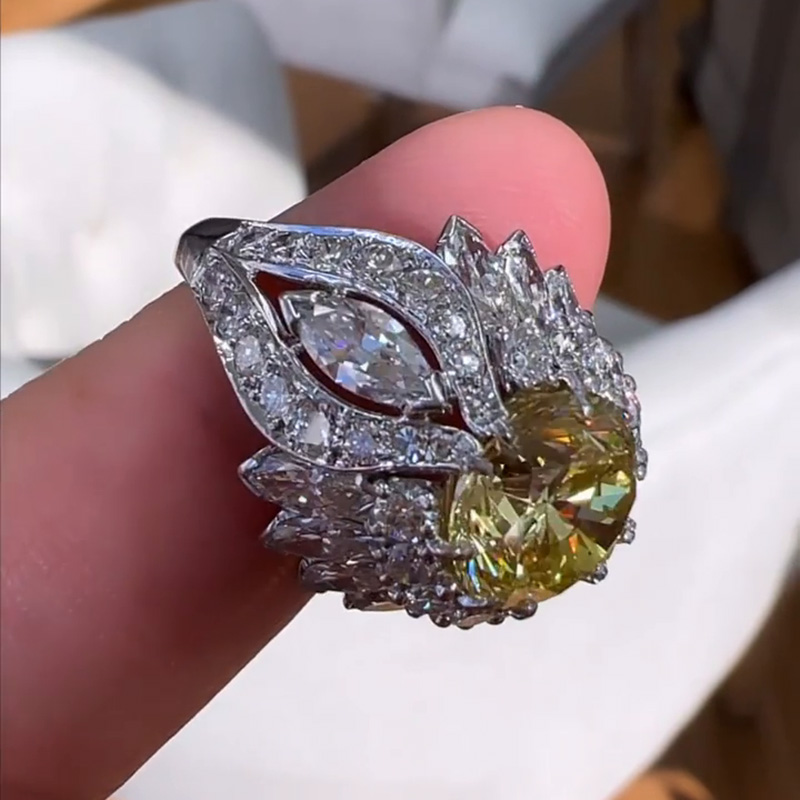 3ct Round Cut Yellow Sapphire Handmade Blooming Flower Ring