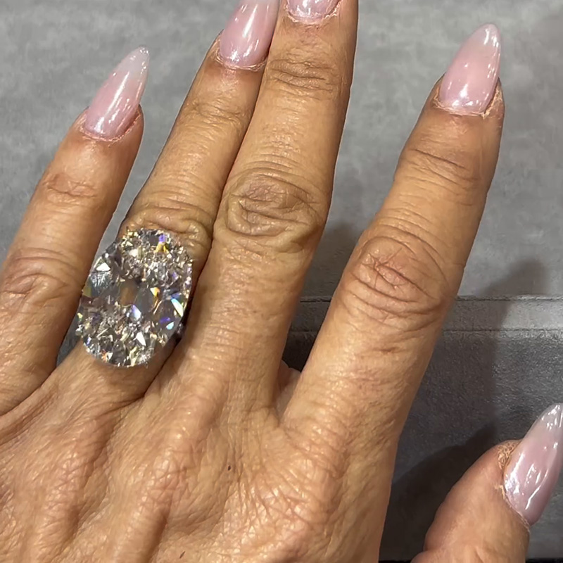 16ct Oval Cut White Sapphire Hidden Halo Classic Handmade Engagement Ring