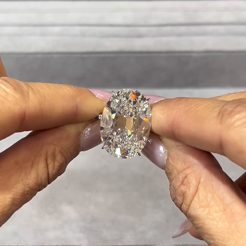 16ct Oval Cut White Sapphire Hidden Halo Classic Handmade Engagement Ring