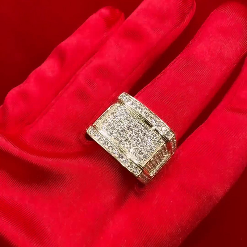 3ct Round Cut Paved Yellow and White Sapphire Handmade Men's Ring in Yellow Gold