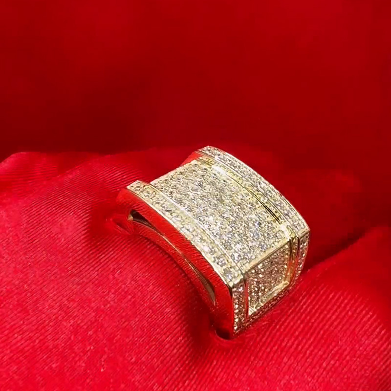 3ct Round Cut Paved Yellow and White Sapphire Handmade Men's Ring in Yellow Gold