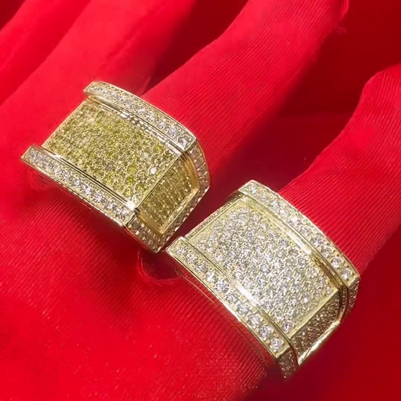 3ct Round Cut Paved Yellow and White Sapphire Handmade Men's Ring in Yellow Gold