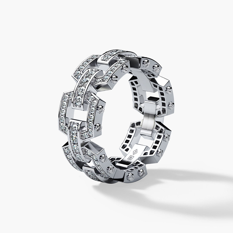 1.1ct Round Cut White Sapphire Handmade Men's Ring