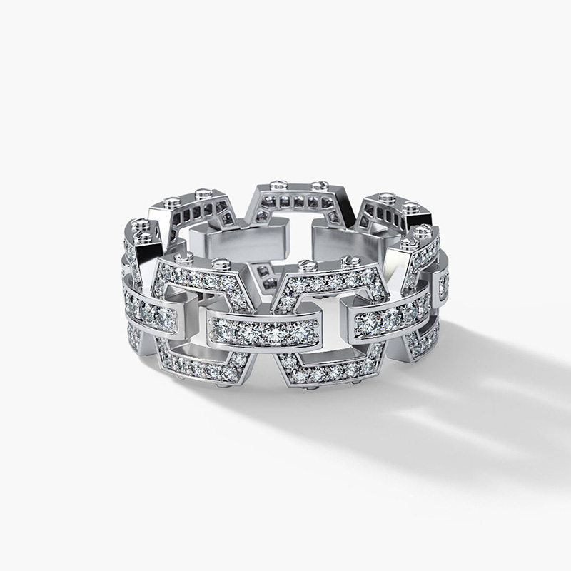 1.1ct Round Cut White Sapphire Handmade Men's Ring