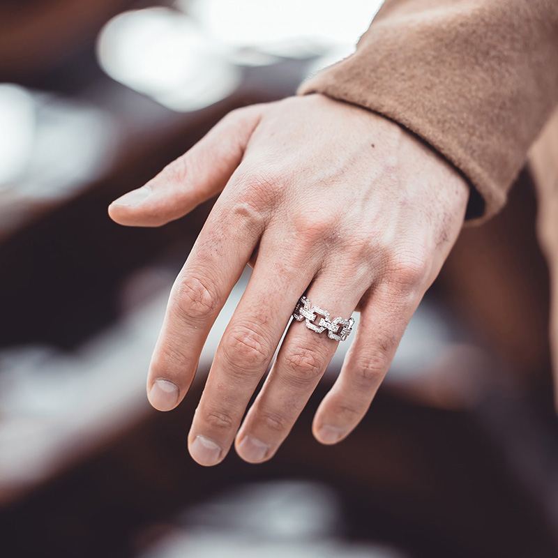 1.1ct Round Cut White Sapphire Handmade Men's Ring