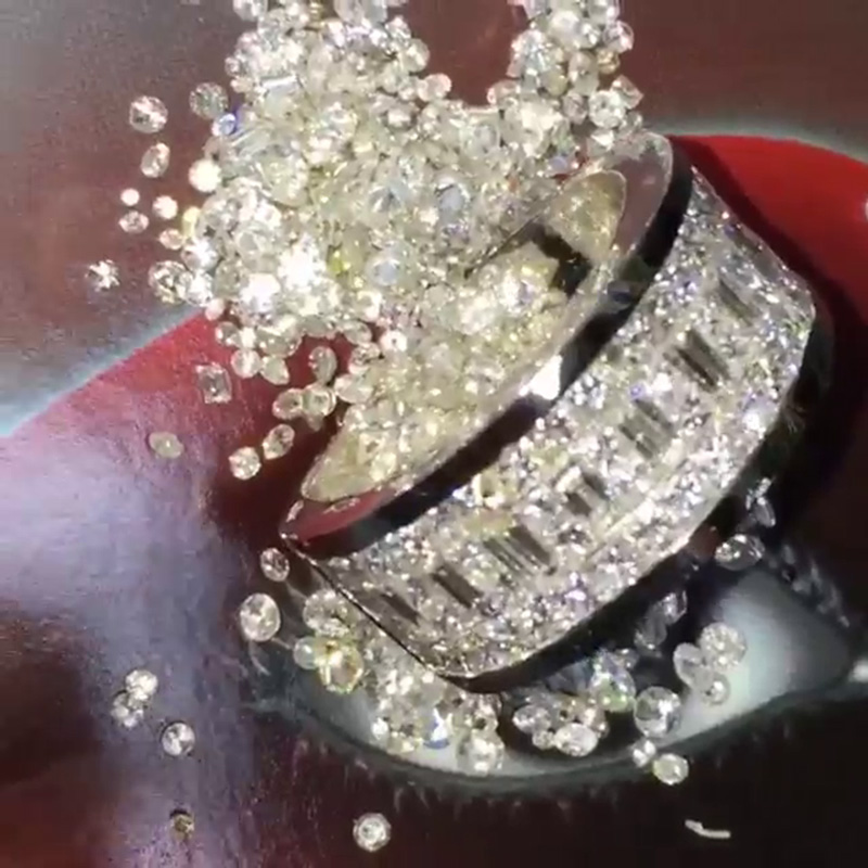 Emerald & Princess Cut White Sapphire Half-Eternity Men's Band