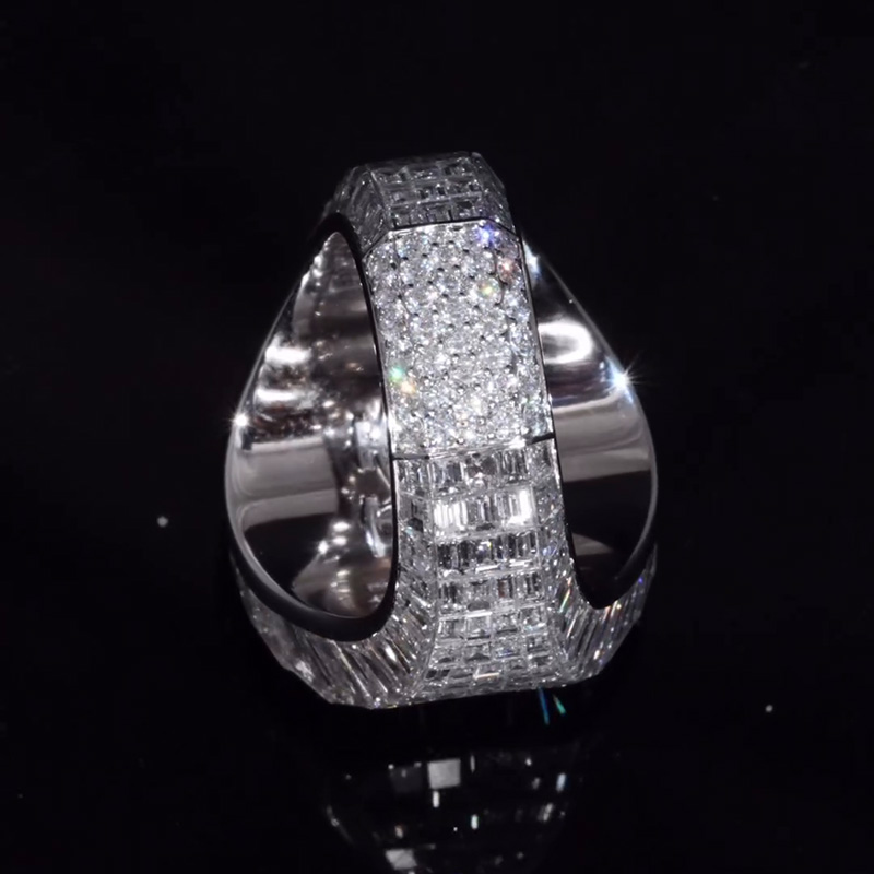 10ct Asscher Cut White Sapphire Chandelier Luxury Handmade Men's Ring