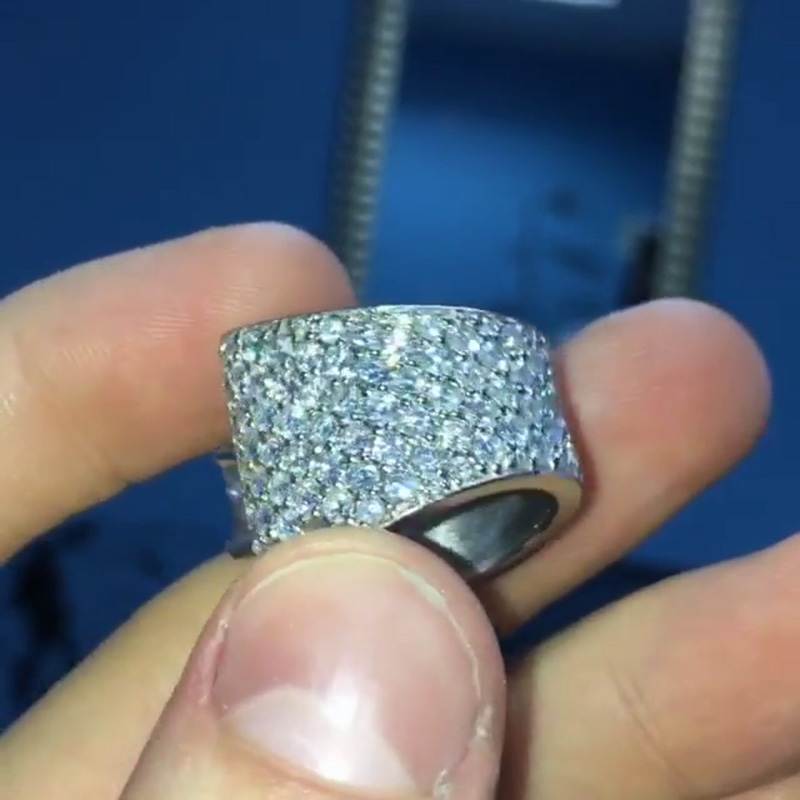 2.5ct Princess Cut White Sapphire Paved Handmade Men's Ring