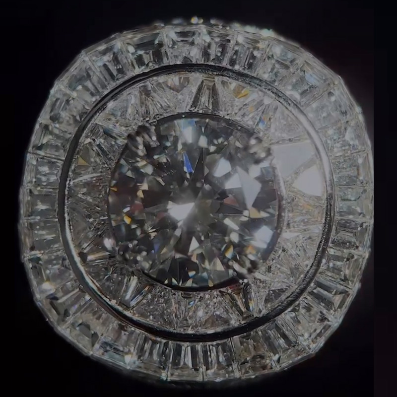 7ct Round Cut White Sapphire Set In Baguette Chandelier Men's Ring