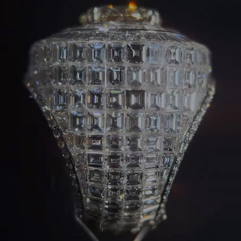 7ct Round Cut White Sapphire Set In Baguette Chandelier Men's Ring